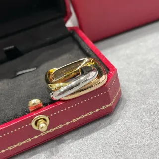 Cartier Trinity সোনা রূপা ইন্টারলকিং ট্রিপল-ব্যান্ড পালিশড রিং
