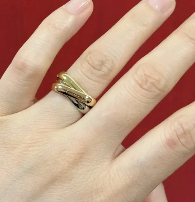 Cartier Trinity Gold Silver Interlocking Triple-Band Polished Ring 9