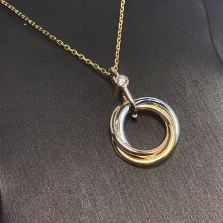 Cartier Trinity ত্রি-কালার সোনার হিরা পেন্ডেন্ট নেকলেস