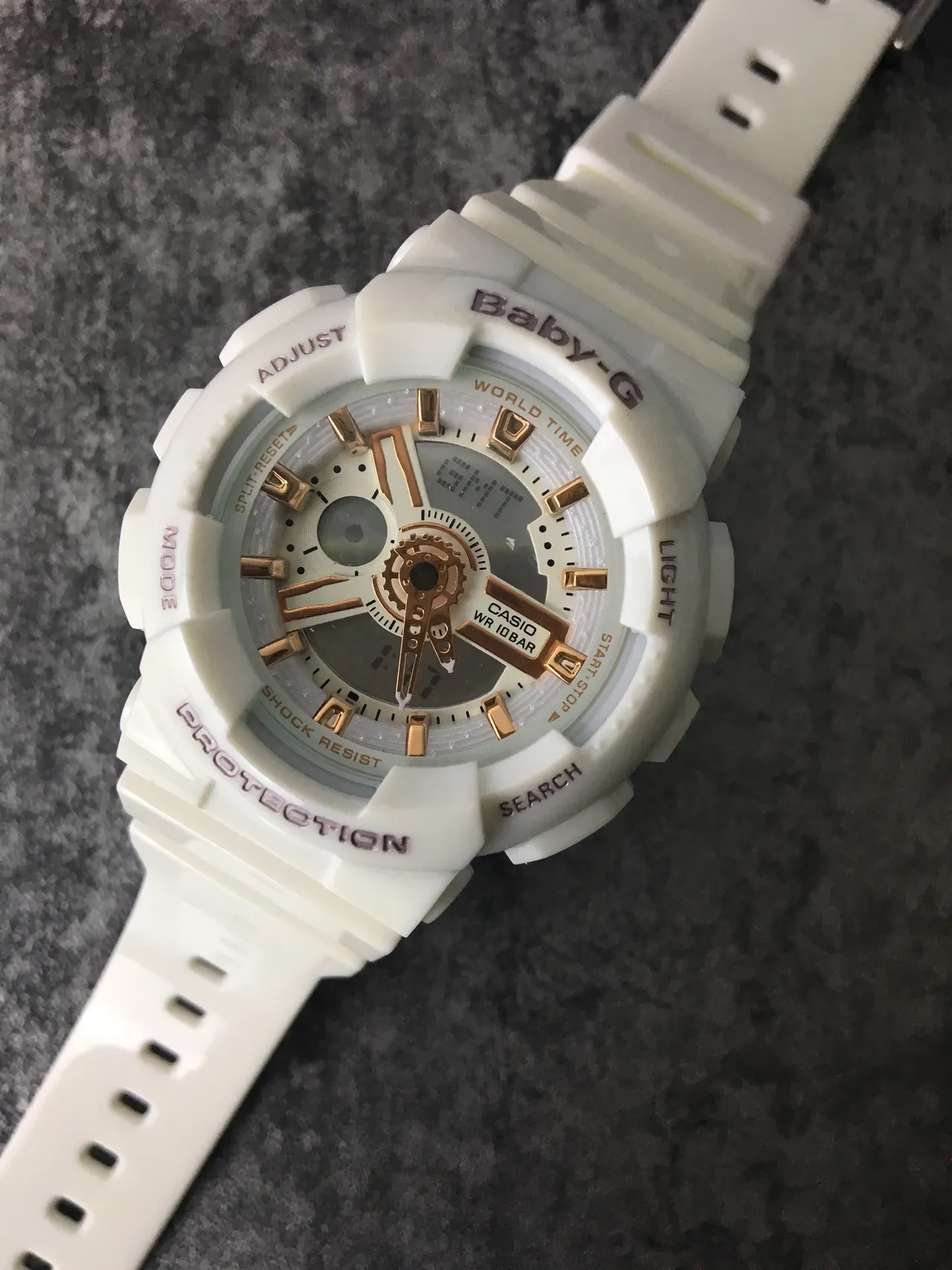 Casio Baby-G Beige Gold Relógio Híbrido Analógico-Digital Construção Robusta de Resina 5