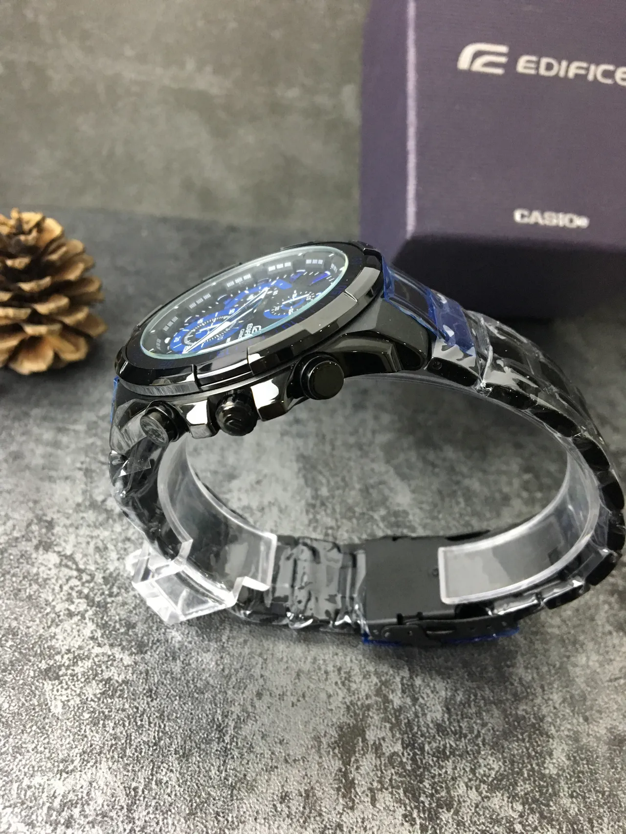 Casio Black Blue Resin Case Chronograph Dial Watch 3