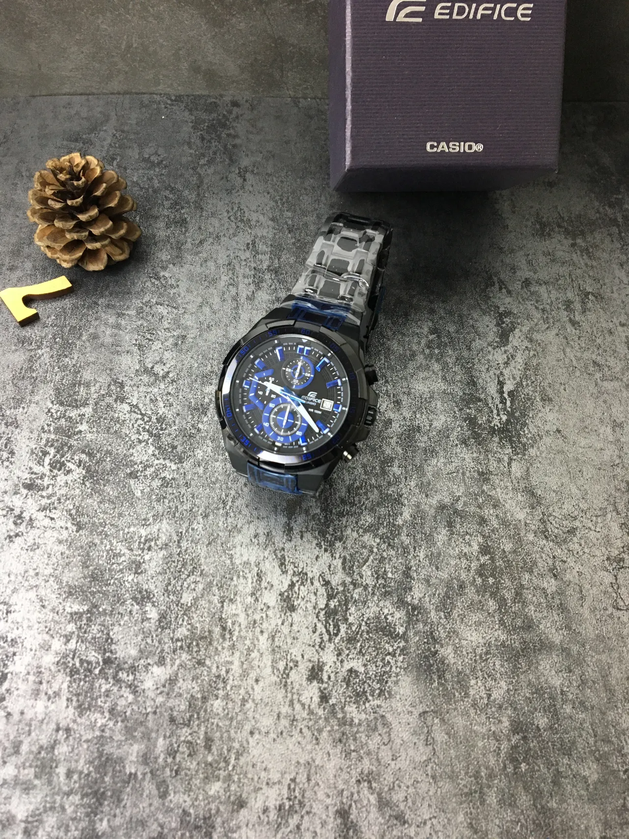 Casio Black Blue Resin Case Chronograph Dial Watch 6