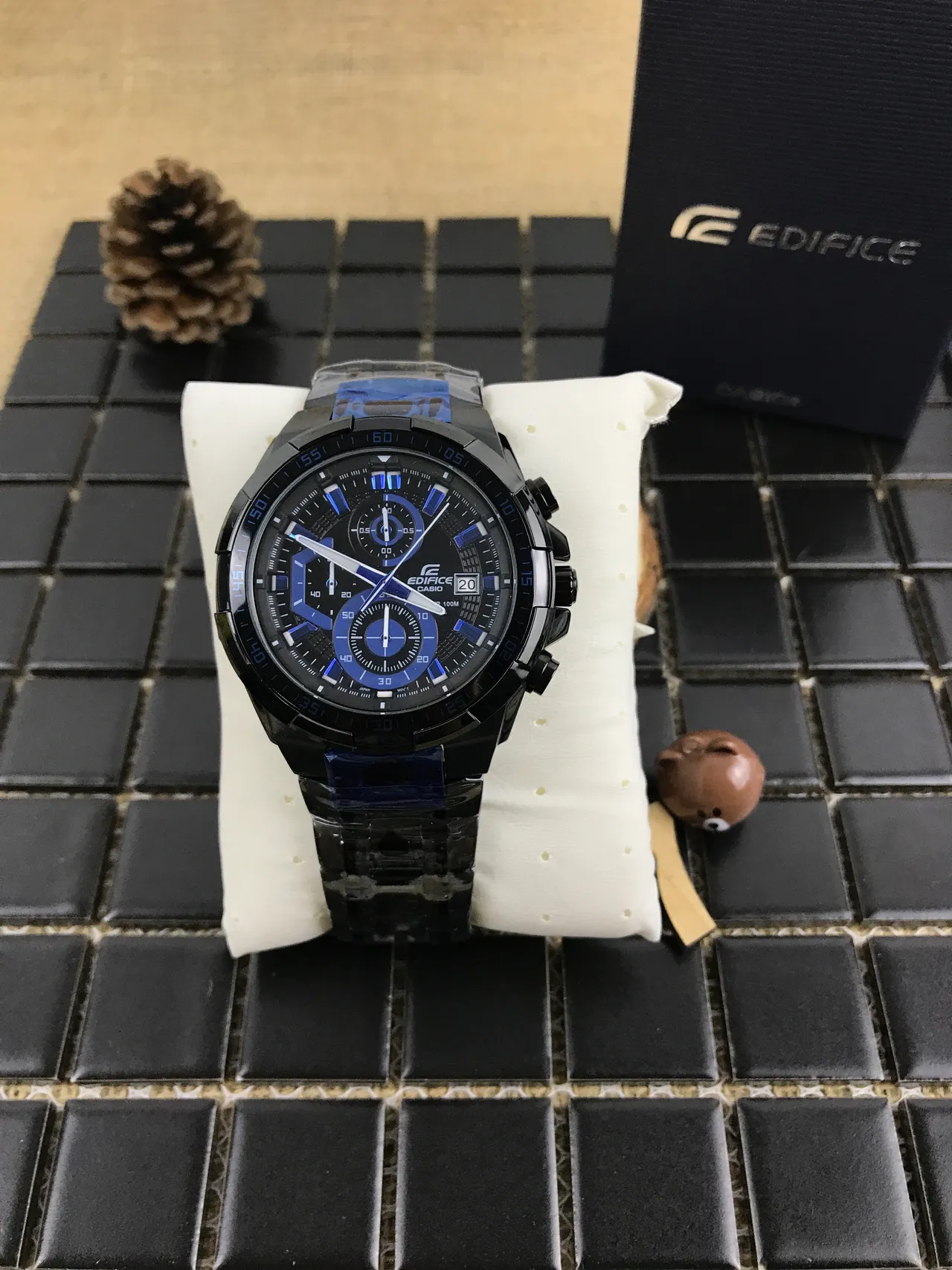 Casio Black Blue Resin Case Chronograph Dial Watch 8