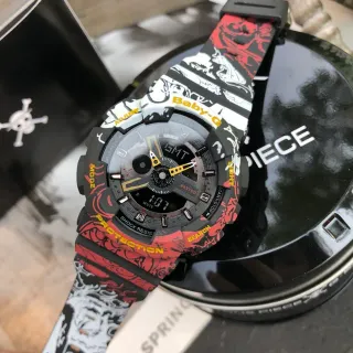卡西欧 黑红 rugged 模拟-数字 图形印刷 表带 手表