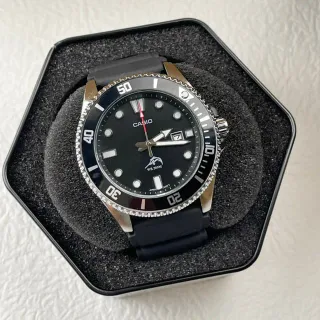 Casio Diver-Style Analog Watch Black Dial Silver Case Sports Watch