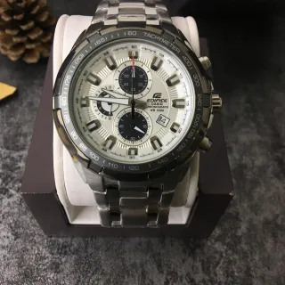 Casio Edifice Chronograph Silver and White Quartz Watch