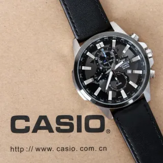 Casio Edifice كرونوغراف التوقيت العالمي وجه أسود ساعة كوارتز