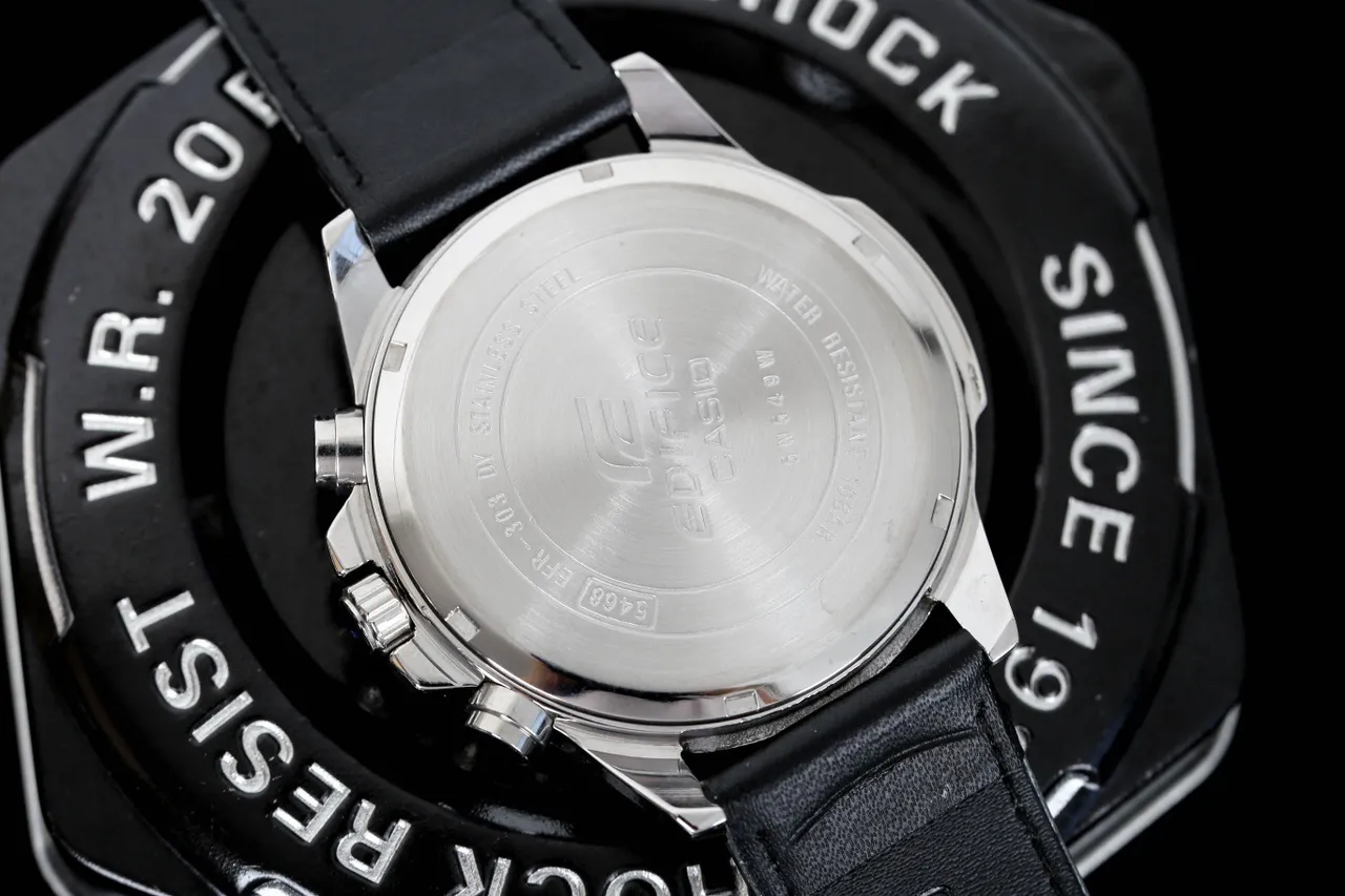 Casio Edifice क्रोनोग्राफ विश्व समय काला डायल क्वार्ट्ज घड़ी 5