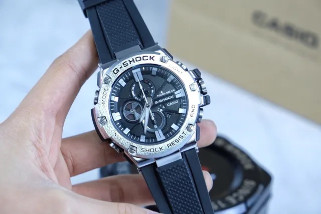 Casio G-Shock काला चांदी मजबूत स्टेनलेस स्टील केस मल्टी-लेयर प्रोटेक्टिव बेजेल घड़ी 2