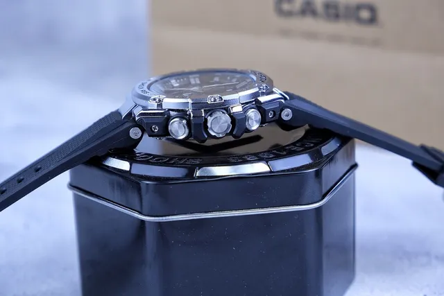 Casio G-Shock काला चांदी मजबूत स्टेनलेस स्टील केस मल्टी-लेयर प्रोटेक्टिव बेजेल घड़ी 3