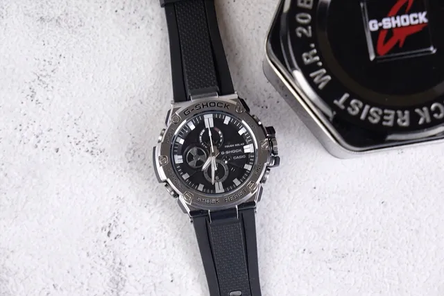 Casio G-Shock काला चांदी मजबूत स्टेनलेस स्टील केस मल्टी-लेयर प्रोटेक्टिव बेजेल घड़ी 5