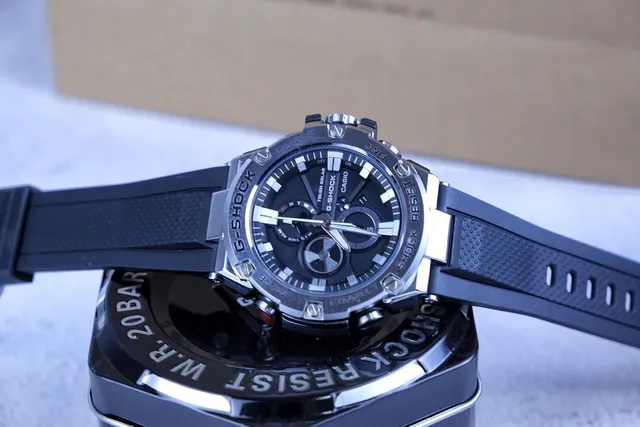 Casio G-Shock काला चांदी मजबूत स्टेनलेस स्टील केस मल्टी-लेयर प्रोटेक्टिव बेजेल घड़ी 6