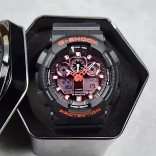 卡西欧 G-Shock GA-100 黑橙色运动手表