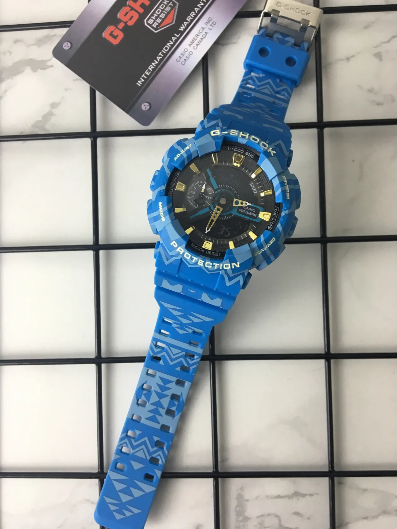 Casio G-Shock GA-100 नीली कैमोफ्लाज स्पोर्ट्स वॉच 6