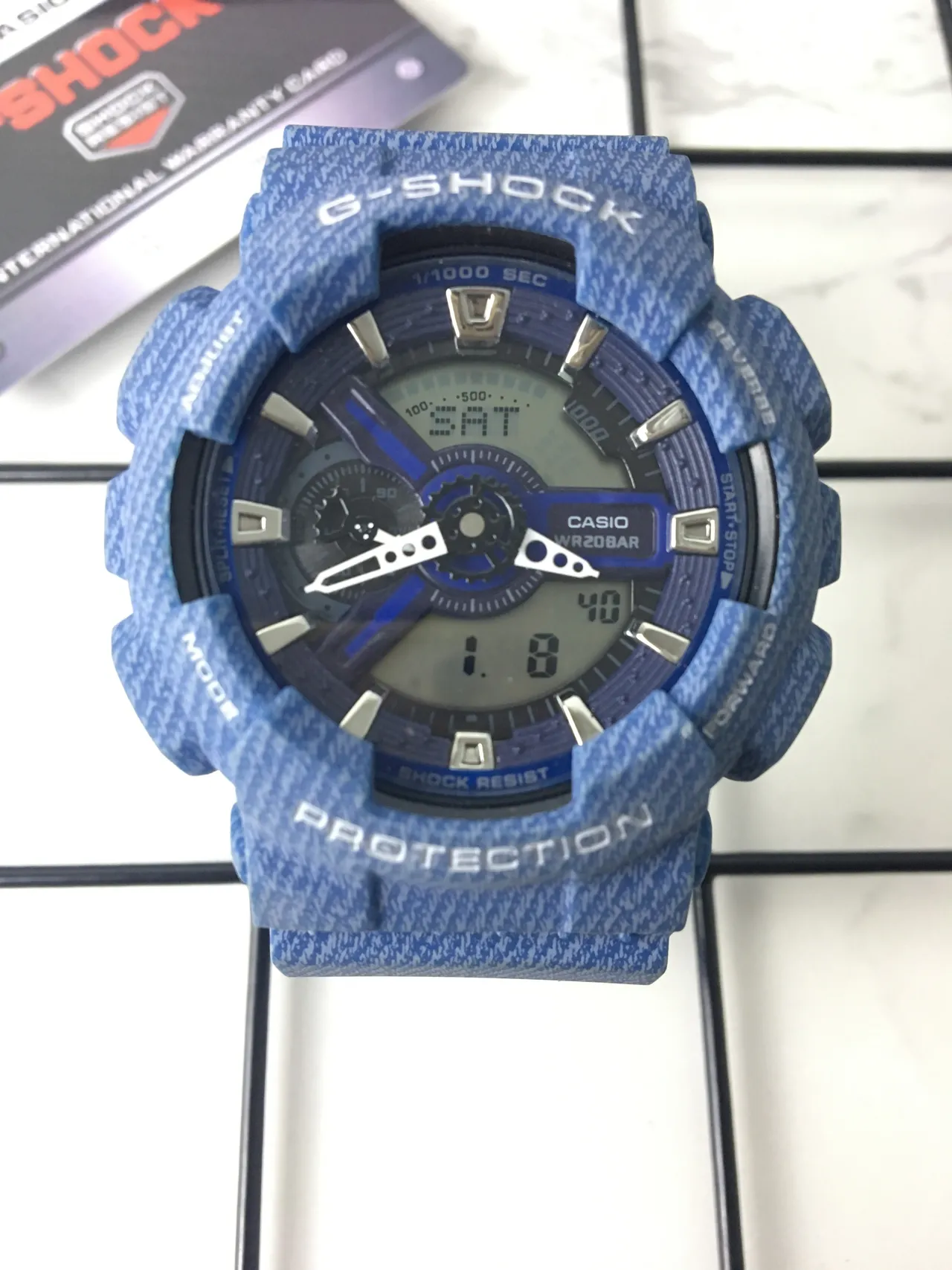 Casio G-Shock GA-100 Textured Blue Resin Sports Watch 3