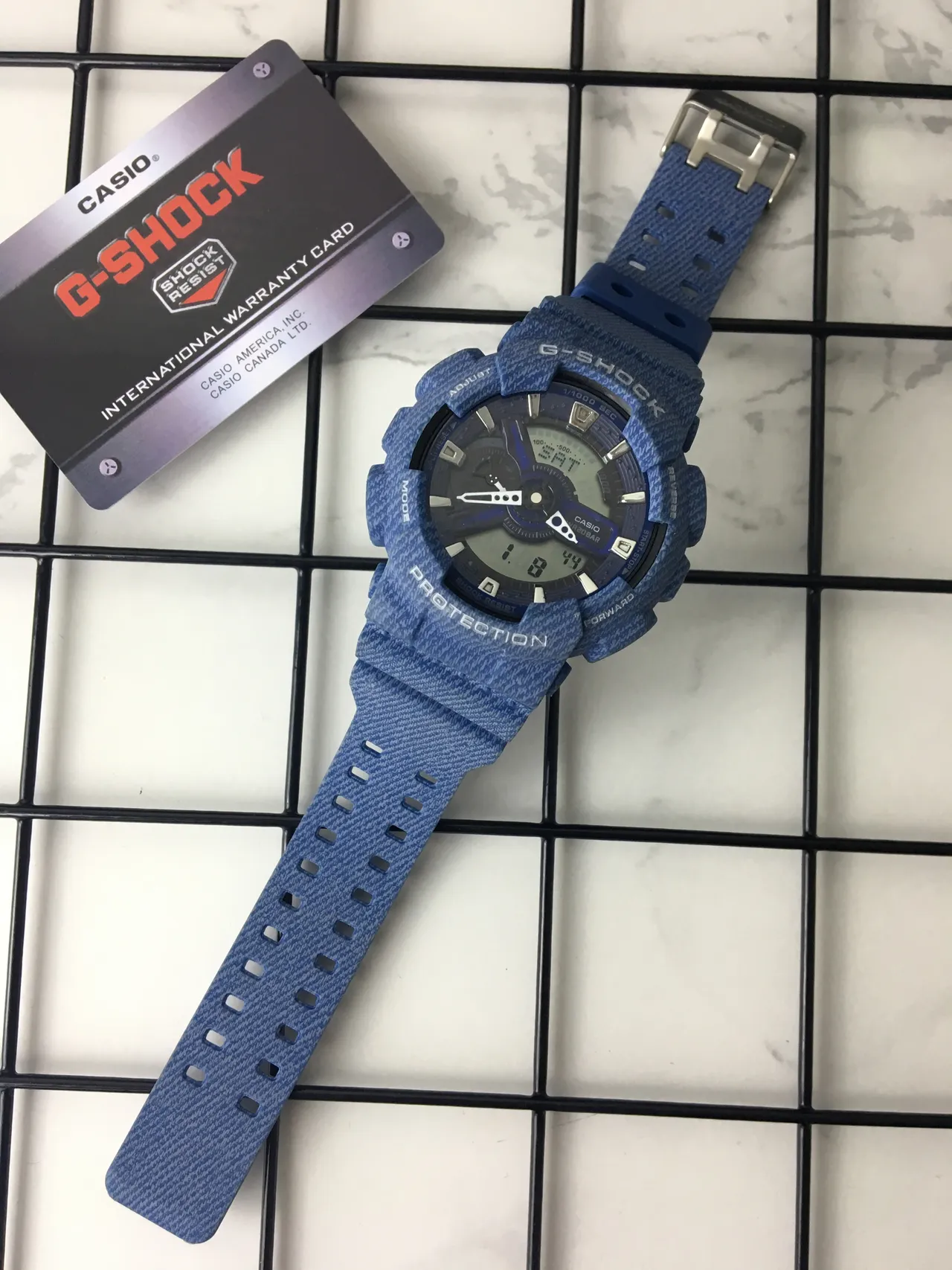 Casio G-Shock GA-100 Textured Blue Resin Sports Watch 6