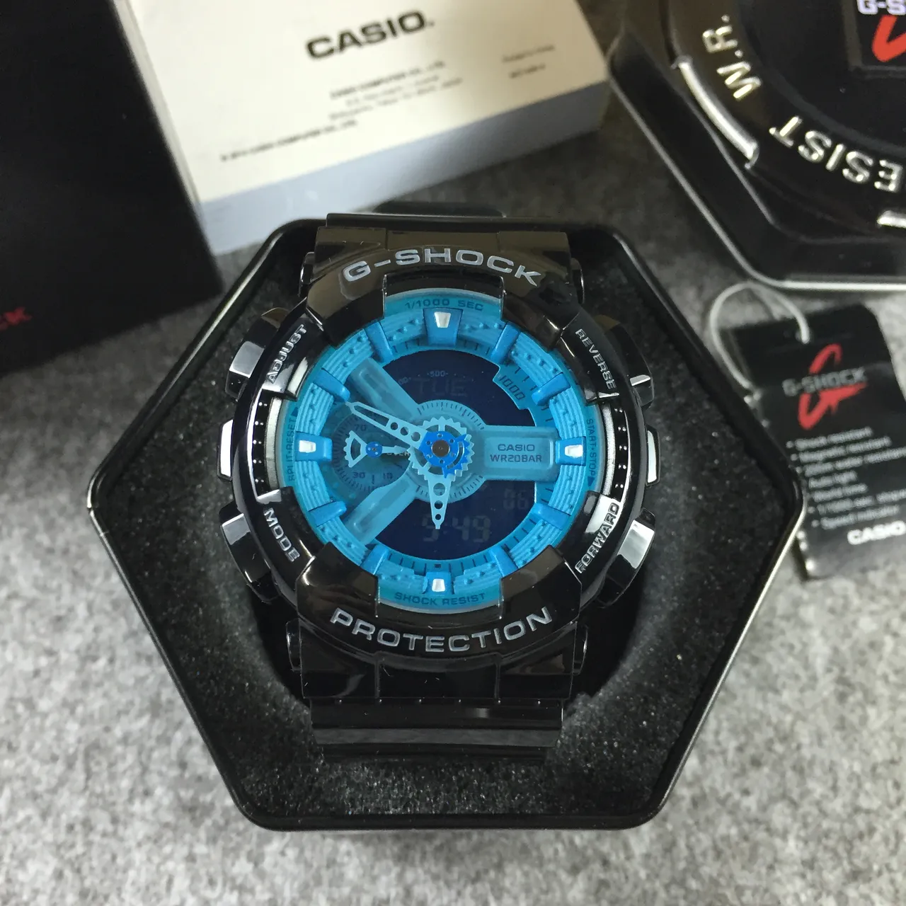 Casio G-Shock GA-110 Blue and Black Sports Watch 12