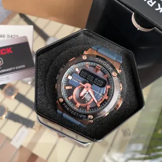 Casio G-Shock GA-2100 玫瑰金和蓝灰运动手表