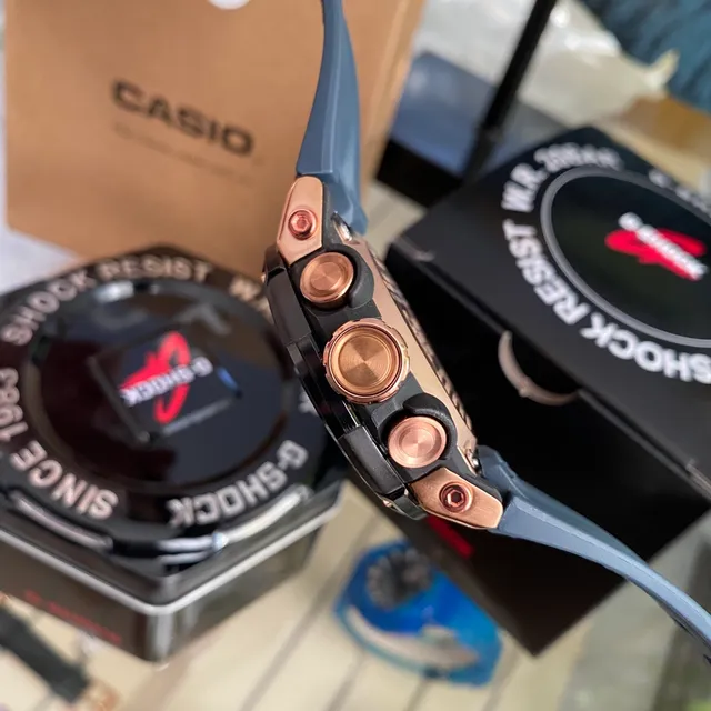 Casio G-Shock GA-2100 Rose Gold and Blue-Gray Sports Watch 2