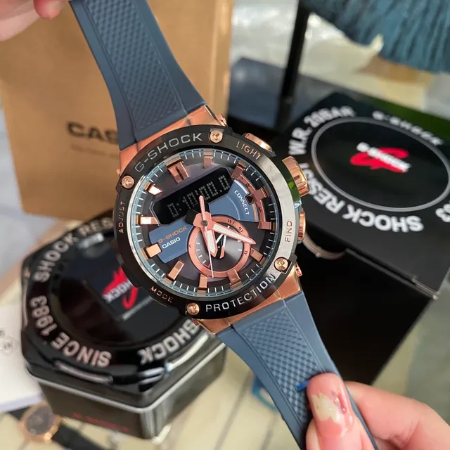 Casio G-Shock GA-2100 Rose Gold and Blue-Gray Sports Watch 4