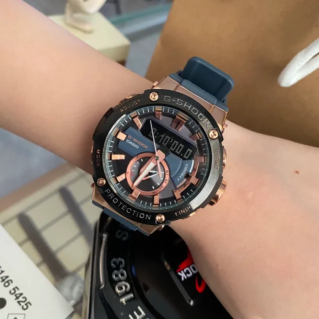 Casio G-Shock GA-2100 Rose Gold and Blue-Gray Sports Watch 5