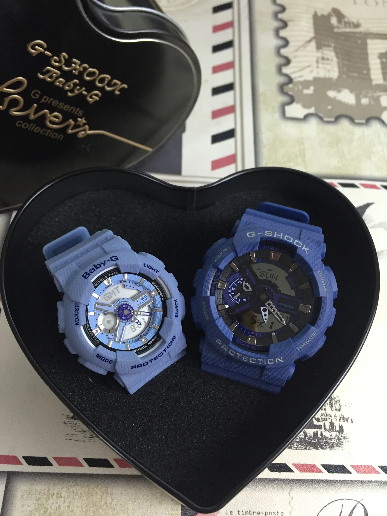 Casio G-Shock x नीला काला टेक्स्चर्ड रेजिन केस एनालॉग-डिजिटल डिस्प्ले घड़ी 3