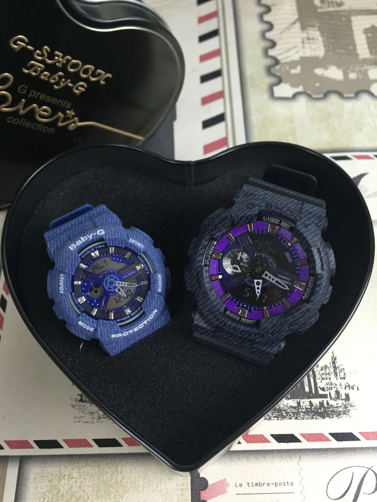 Casio G-Shock x नीला काला टेक्स्चर्ड रेजिन केस एनालॉग-डिजिटल डिस्प्ले घड़ी 7