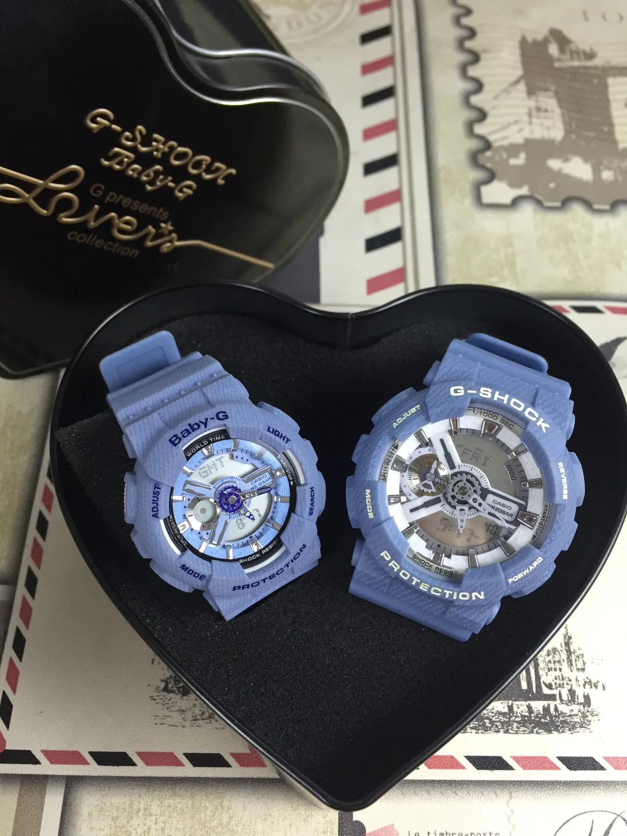 Casio G-Shock x नीला काला टेक्स्चर्ड रेजिन केस एनालॉग-डिजिटल डिस्प्ले घड़ी 9