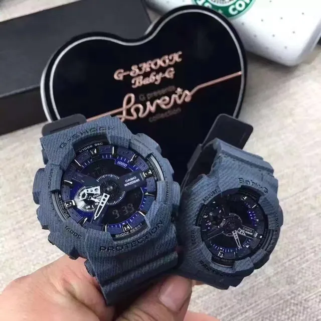 Casio G-Shock x नीला काला टेक्स्चर्ड रेजिन केस एनालॉग-डिजिटल डिस्प्ले घड़ी 15