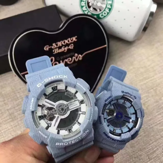Casio G-Shock x नीला काला टेक्स्चर्ड रेजिन केस एनालॉग-डिजिटल डिस्प्ले घड़ी 16