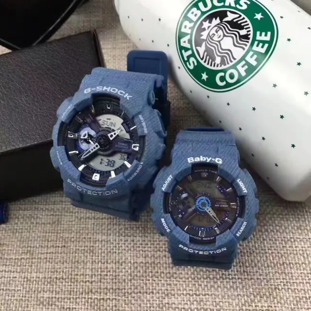 Casio G-Shock x नीला काला टेक्स्चर्ड रेजिन केस एनालॉग-डिजिटल डिस्प्ले घड़ी 17