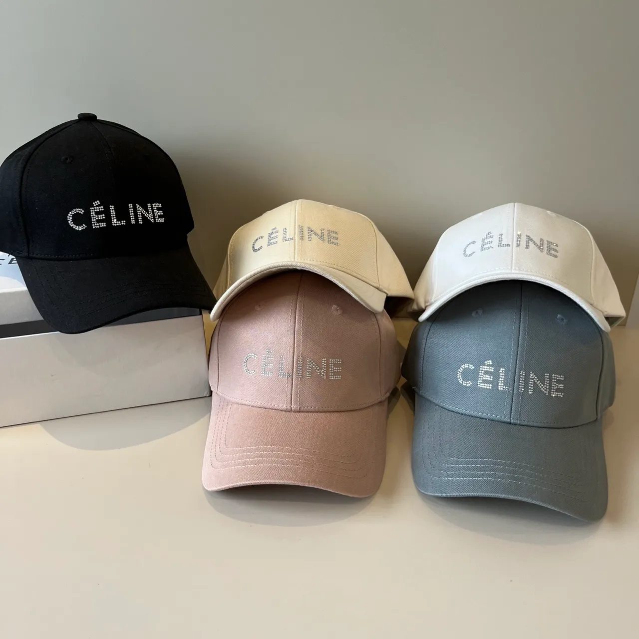 Celine Crystal Logo Off-White Baseball Cap 2