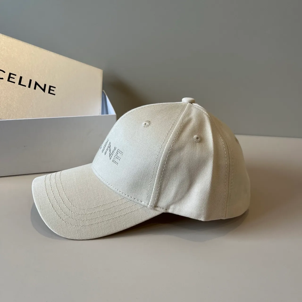 Celine Crystal Logo Off-White Baseball Cap 6