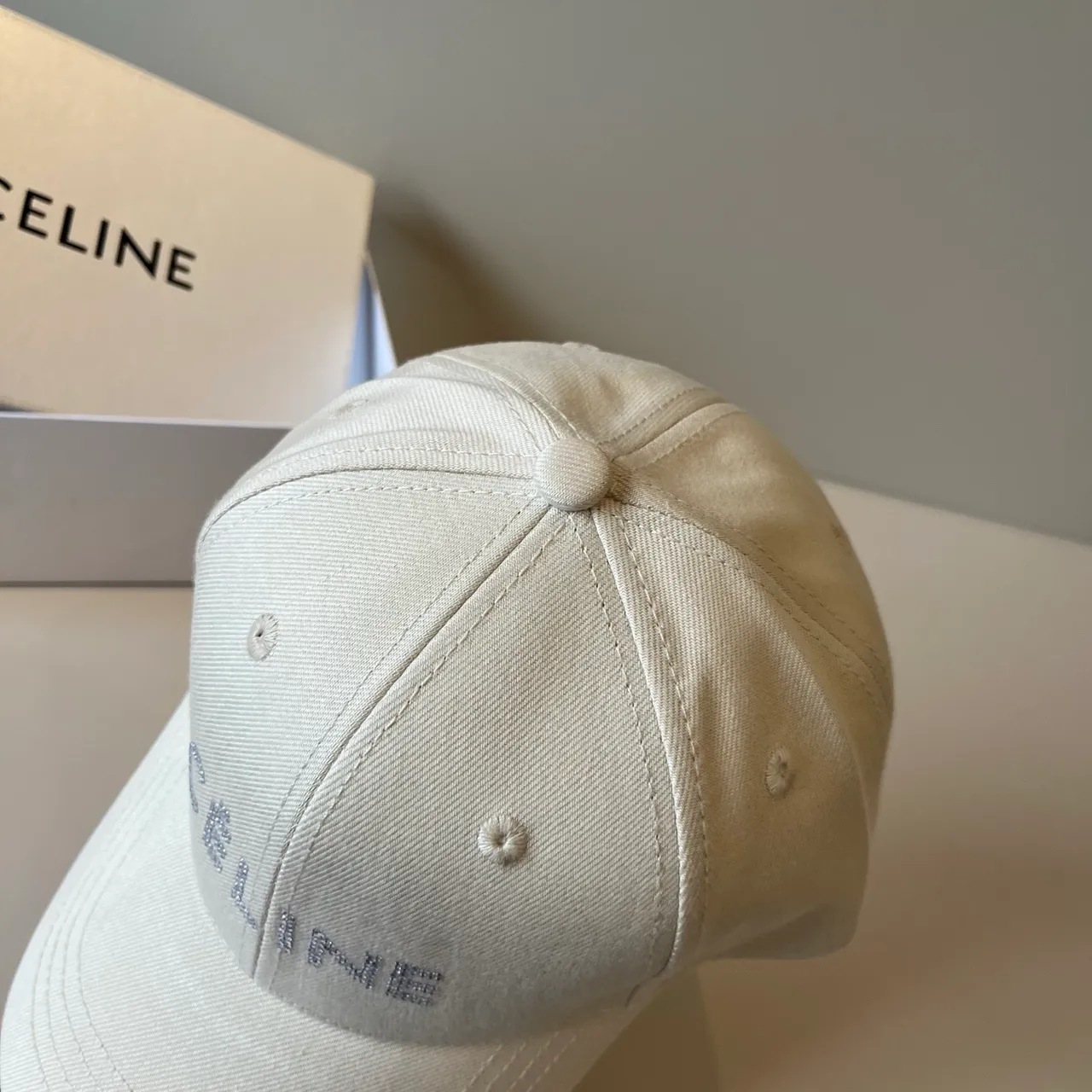 Celine Crystal Logo Off-White Baseball Cap 7