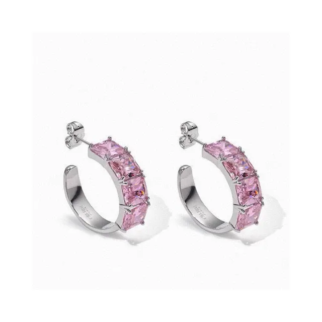 Celine Aretes de aro de cristal rosa 6