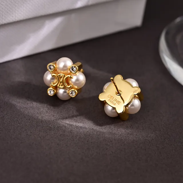Celine Triomphe Boucles d'oreilles en perles et cristaux floraux 3