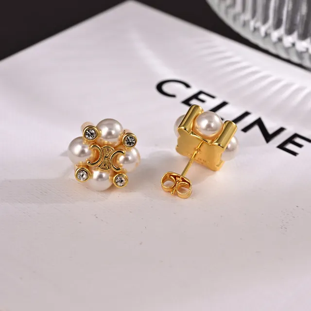 Celine Triomphe Boucles d'oreilles en perles et cristaux floraux 5