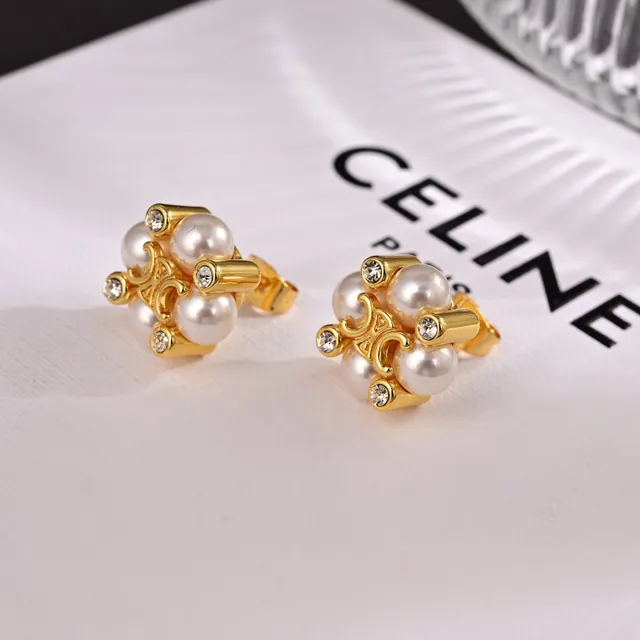 Celine Triomphe Boucles d'oreilles en perles et cristaux floraux 7