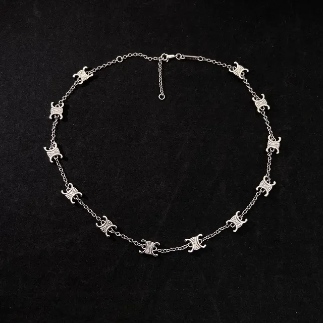 Celine Triomphe Pulsera Cadena Logo Plata 4