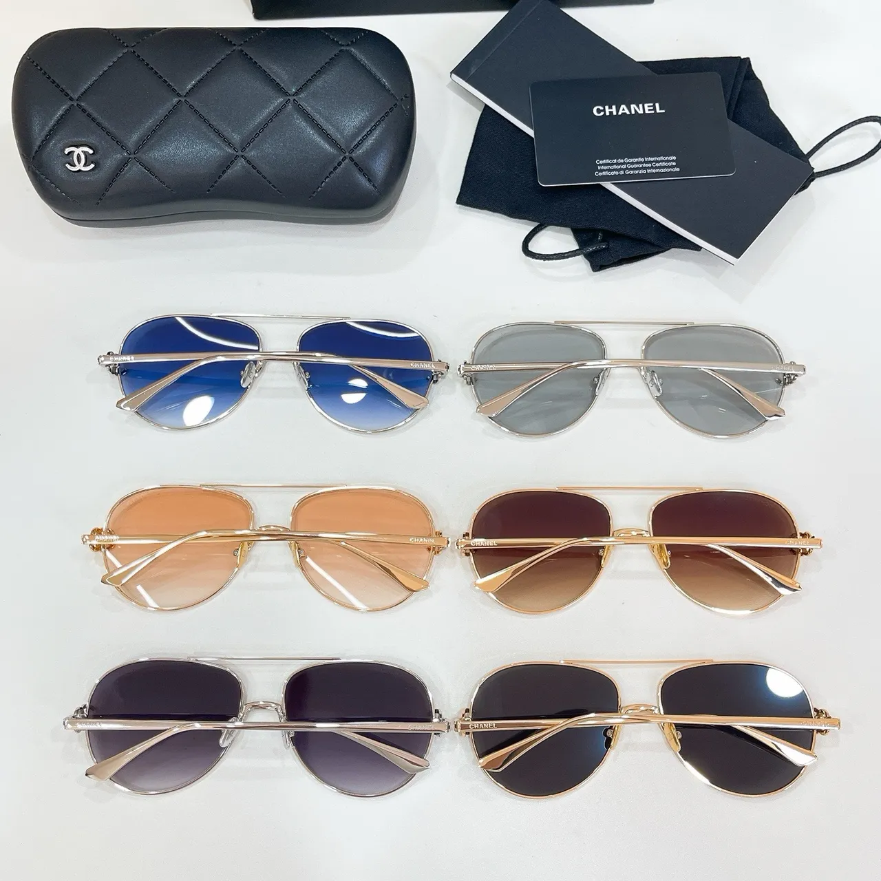 Chanel 渐变粉色飞行员太阳镜 8