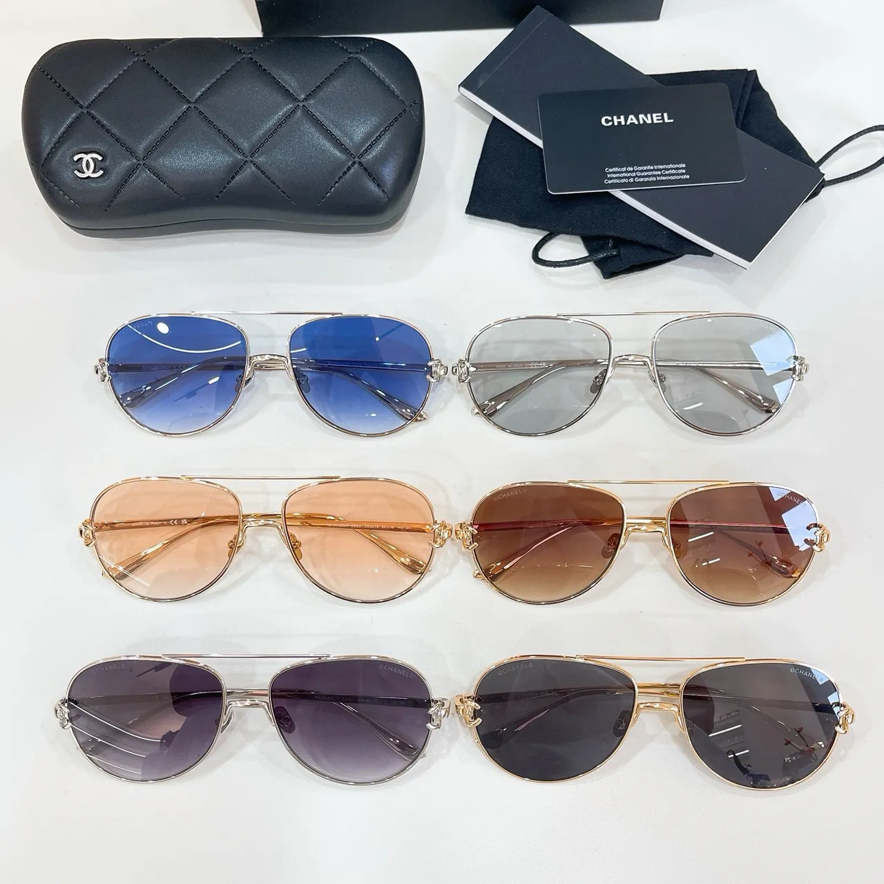Chanel 渐变粉色飞行员太阳镜 9