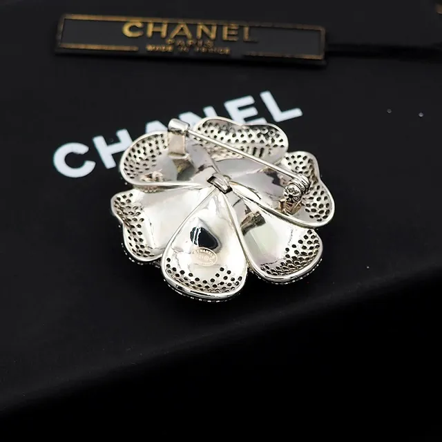 Chanel Camellia Pavé-Crystal Silver-Tone Brooch 4