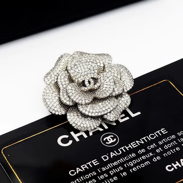 Chanel Camellia Pavé-Crystal Silver-Tone Brooch 5