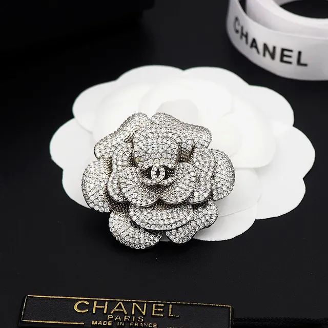 Chanel Camellia Pavé-Crystal Silver-Tone Brooch 7
