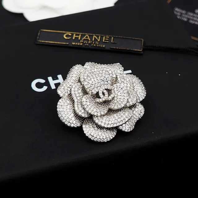 Chanel Camellia Pavé-Crystal Silver-Tone Brooch 8