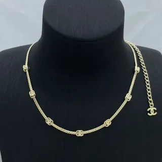 香奈儿 CC 链条金色 interlocking logo 项链