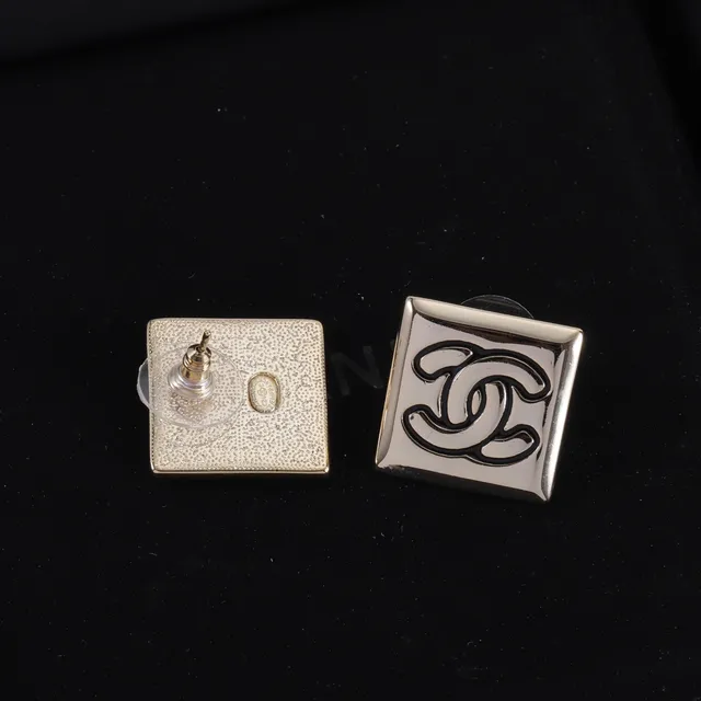 Chanel CC Logo ब्रोच चांदी काला चौकोर धातुकी Interlocking ब्रोच 5