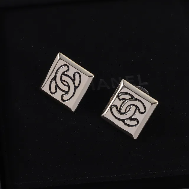 Chanel CC Logo ब्रोच चांदी काला चौकोर धातुकी Interlocking ब्रोच 8