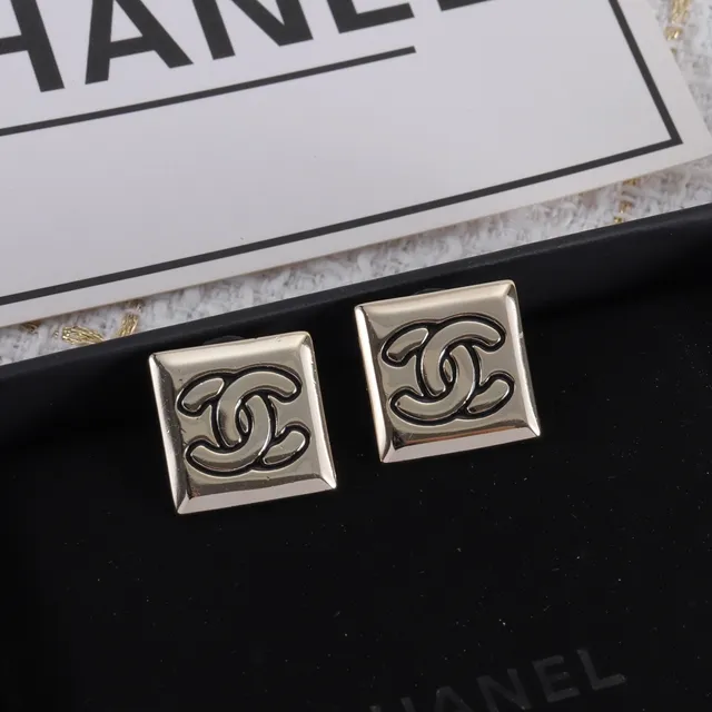 Chanel CC Logo ब्रोच चांदी काला चौकोर धातुकी Interlocking ब्रोच 9
