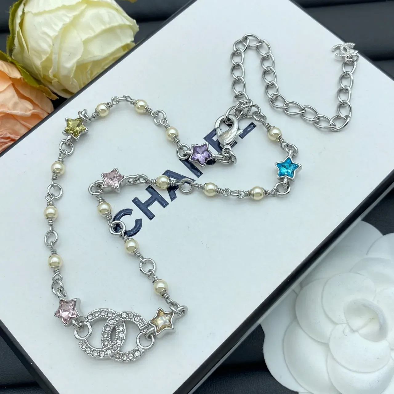 Chanel CC Star Collier de perles chaîne double 3